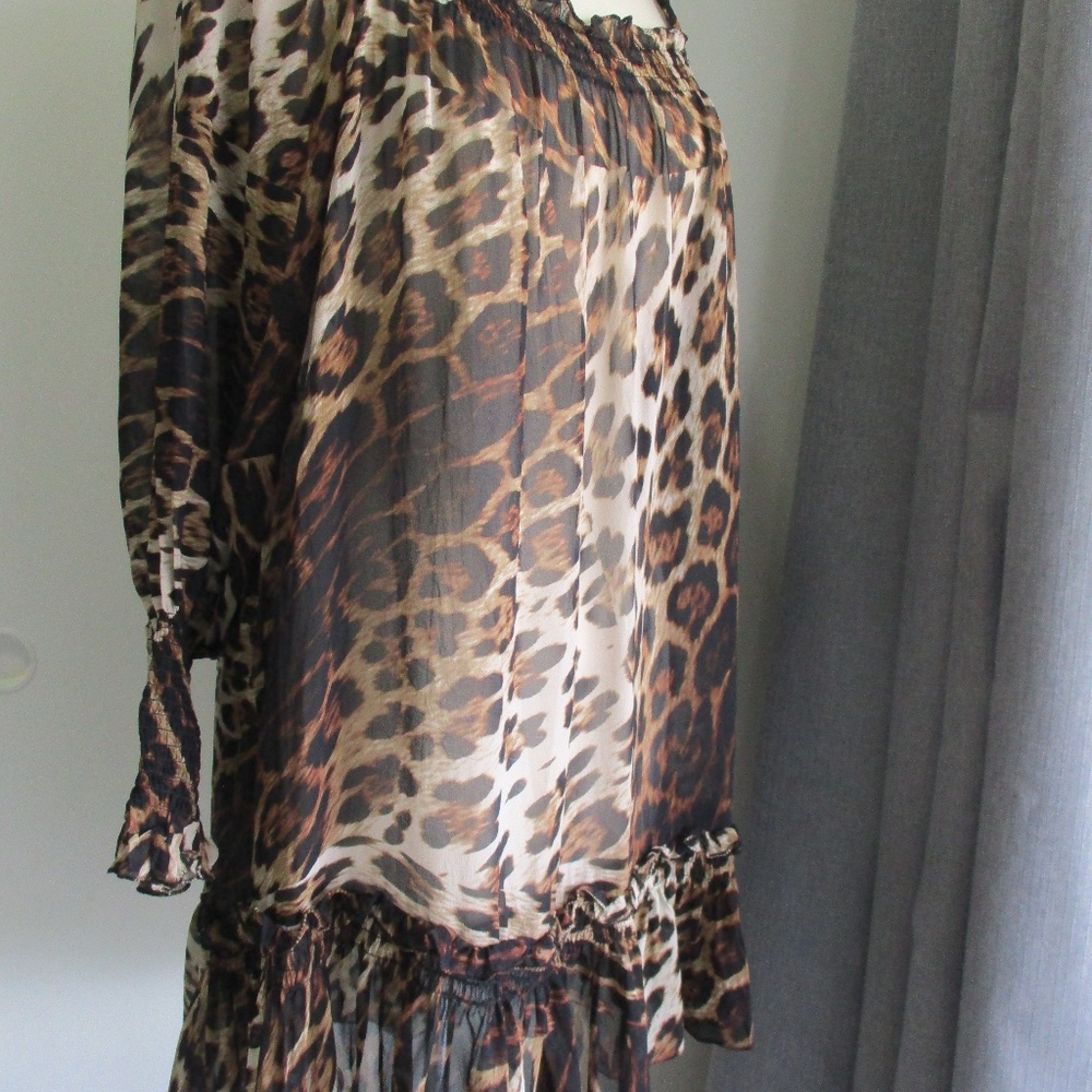 GORGEOUS ROBERTO CAVALLI AT H&M DRESS 100% SILK BROWN COLOR ANIMAL PRINT SIZE 8!